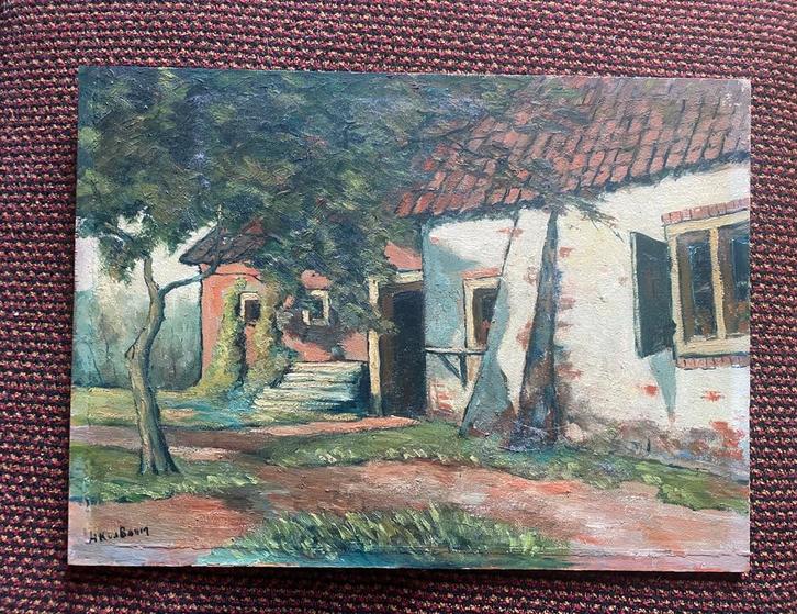 Schilderij van een boerderij, Antiek en Kunst, Kunst | Schilderijen | Klassiek, Ophalen of Verzenden