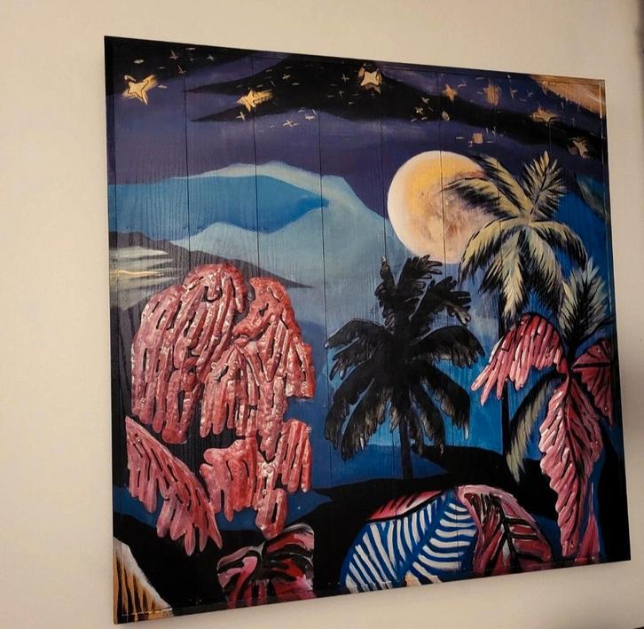 Coco Maison Hawaiian Nights Schilderij Hout, Metaal en Verf, Antiek en Kunst, Kunst | Schilderijen | Klassiek, Ophalen