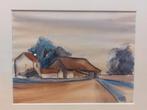 Aquarel, gesigneerd TB '39 - landelijke hoeve, Antiek en Kunst, Ophalen of Verzenden