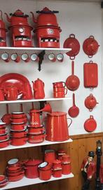 Grote collectie rood emaille, , oliestellen etc, KOOP NU !!!, Ophalen of Verzenden