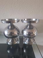 Set van 2 vintage kandelaars - zilverkleurig, Antiek en Kunst, Ophalen of Verzenden, Overige materialen