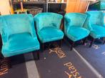 4 hele mooie turquoise  velvet  stoelen, Ophalen, Gebruikt, Overige kleuren, Pracjtig