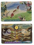 Israël, 2 telefoonkaarten, schilderijen Gutman, Ophalen of Verzenden, Buitenland