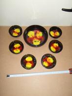 Prachtige vintage snackset,gaaf, tapasset,lavaglazuur,jr'70, Verzamelen, Retro, Ophalen of Verzenden, Huis en Inrichting