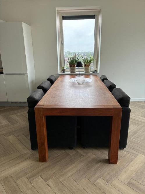 Z.g.a.n. Eiken eettafel 2.50 - 1.00 m, Huis en Inrichting, Tafels | Eettafels, Zo goed als nieuw, 50 tot 100 cm, 200 cm of meer