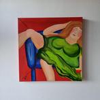 Kleurig schilderij van tipsy vrouw € 222,-, Ophalen of Verzenden