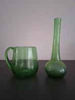 Vintage glazen beker en vaasje van Biot, Antiek en Kunst, Antiek | Glas en Kristal, Ophalen of Verzenden