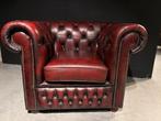 Chesterfield Clubfauteuil antiek rood Leer, Ophalen of Verzenden, Gebruikt, Leer