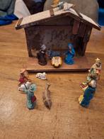 Kleine kerststal met vintage kerstfiguren ITALY, Diversen, Kerst, Ophalen of Verzenden, Gebruikt