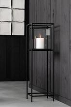 J-Line Windlicht Vierkant ijzer Zwart Nieuw!, Huis en Inrichting, Woonaccessoires | Kandelaars en Kaarsen, Ophalen, Zwart, Nieuw