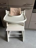 Witte tripp trapp + babyset + blad, Ophalen of Verzenden, Gebruikt, Meegroeistoel, Afneembaar eetblad