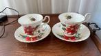 Twee kop&schotel royal Albert bone china pionsettia, Ophalen of Verzenden