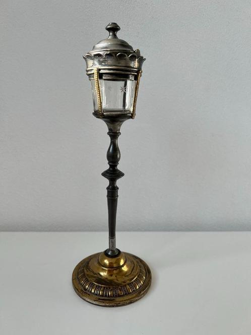 Antieke inktpot, messing en tin, 23 cm hoogte, Antiek en Kunst, Antiek | Koper en Brons, Koper, Ophalen of Verzenden