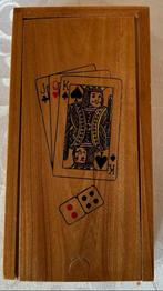 Houten speelkaarten kistje met bijzondere jokers., Ophalen of Verzenden, Zo goed als nieuw, Speelkaart(en)