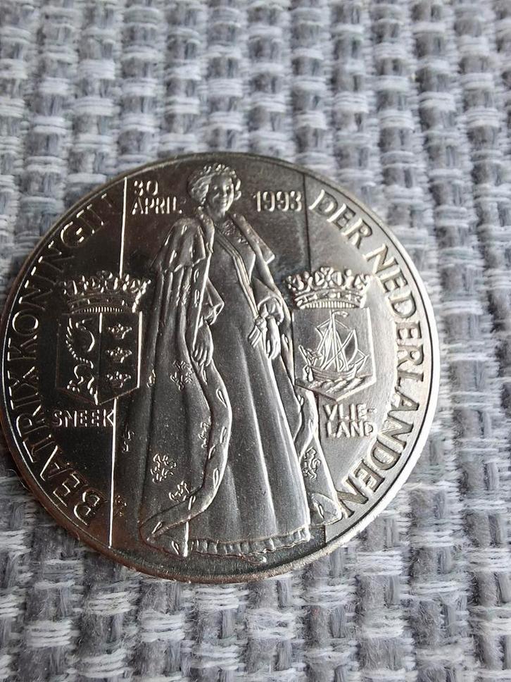 Beatrix Koningin der Nederlanden 30 april 1993 penning, Postzegels en Munten, Edelmetalen en Baren, Zilver, Ophalen of Verzenden