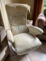 Hukla - Creme Lederen Relaxstoel met Verstelbare Functies, Huis en Inrichting, Fauteuils, Ophalen, Gebruikt, Leer, 75 tot 100 cm
