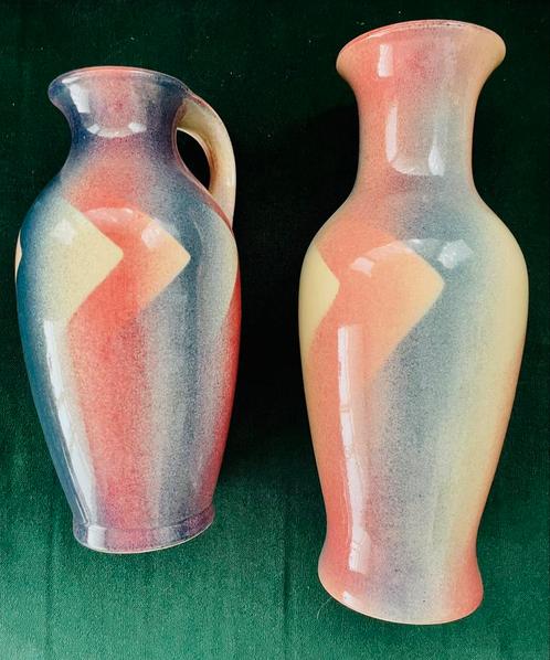 2 Bay West Germany vazen, model 657 & 650, Huis en Inrichting, Woonaccessoires | Vazen, Zo goed als nieuw, Minder dan 50 cm, Aardewerk of Porselein