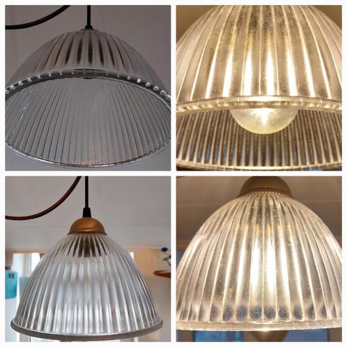 Hanglamp geribbeld glas, Huis en Inrichting, Lampen | Hanglampen, Zo goed als nieuw, Minder dan 50 cm, Glas, Ophalen