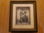 Hummel schilderijtje in donkergroene lijst, Antiek en Kunst, Kunst | Schilderijen | Klassiek, Ophalen of Verzenden