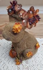 Gepimpte flock haas, bloemen, pompoentje, kralen, PASEN, Gebruikt, -, -, Ophalen of Verzenden