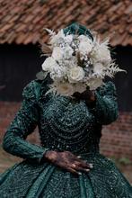 Prachtige groene henna trouwjurk, Ophalen of Verzenden, Zo goed als nieuw, Groen, Trouwjurk