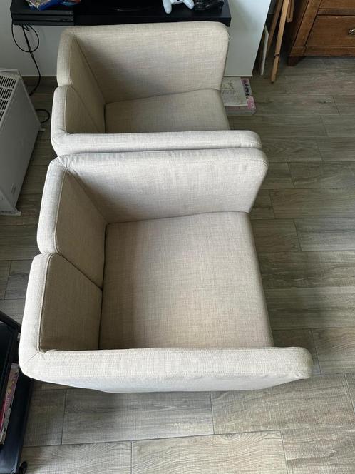 2 EKERÖ Fauteuils, Skiftebo beige van IKEA, Huis en Inrichting, Fauteuils, Gebruikt, Stof, 50 tot 75 cm, Minder dan 75 cm, Ophalen