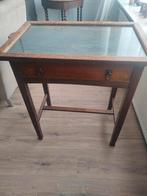 Antiek houten theekastje met losse glazen 'plaat' & laadje.., Huis en Inrichting, Tafels | Sidetables, Ophalen, Gebruikt, 50 tot 100 cm