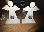 2 Houten kerstengelen waxinelichthouders, Diversen, Kerst, Ophalen