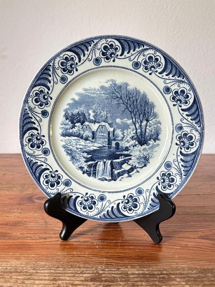 Wandbord - Société Céramique Maestricht - decor Landschap, Antiek en Kunst, Antiek | Wandborden en Tegels, Ophalen of Verzenden