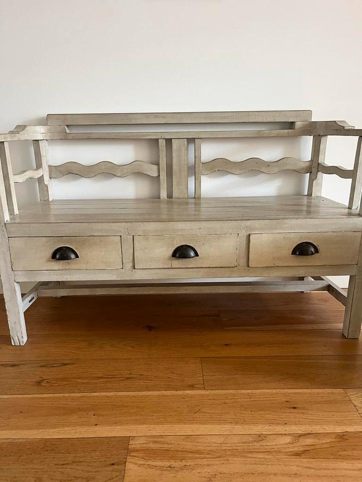 Antieke/oud Indiaas bankje en opbergton, Antiek en Kunst, Antiek | Meubels | Stoelen en Banken, Ophalen