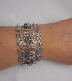 Zilveren royale armband met grote schakel en roos nr.203