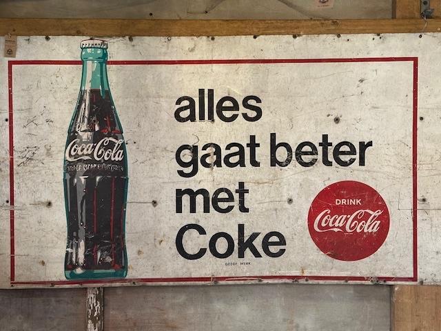 oud reclamebord oude reclame coca cola coke, Verzamelen, Merken en Reclamevoorwerpen, Gebruikt, Reclamebord, Ophalen of Verzenden