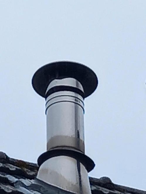Dubbelwandig rvs dakdoorvoer Isoduct complete set, Doe-het-zelf en Verbouw, Buizen en Afvoer, Gebruikt, Rvs, 6 meter of meer, 80 mm of meer