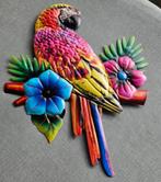 Kleurrijke Metalen Papegaai Wanddecoratie, Tuin en Terras, Tuinwanddecoratie, Ophalen of Verzenden, Nieuw