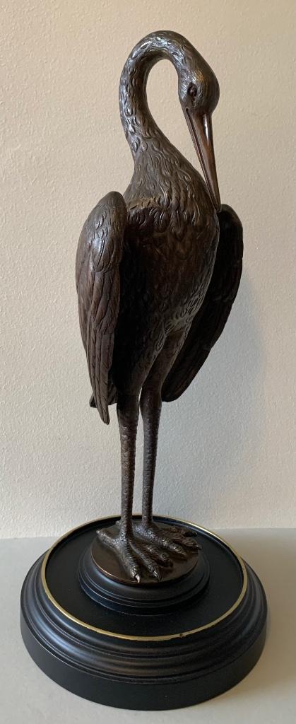 Prachtige Antiek Bronzen Kraanvogel met Bronzen Voetstuk, Antiek en Kunst, Antiek | Koper en Brons, Brons, Ophalen