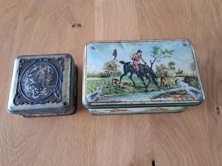 2 vintage trommeltjes 1 van supermarkt de Gruyter, Verzamelen, Overige Verzamelen, Gebruikt, Ophalen of Verzenden