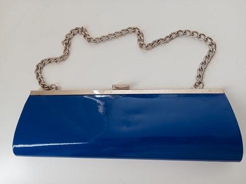 Vintage lakleren handtas clutch, Sieraden, Tassen en Uiterlijk, Tassen | Damestassen, Zo goed als nieuw, Handtas, Blauw, Ophalen of Verzenden