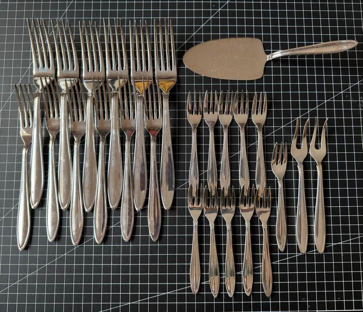 Gero 90/100 Verzilverde Bestekset - 6 Personen Compleet, Antiek en Kunst, Antiek | Bestek, Ophalen of Verzenden