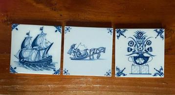 3 Harlinger aardewerk tegeltjes 13x13 beschikbaar voor biedingen