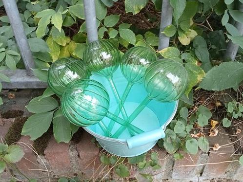 5 waterbollen glas groen rond watergeven pot samen €2,50, Tuin en Terras, Druppelsystemen, Gebruikt, Ophalen of Verzenden