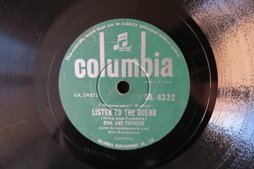 Nina and Frederik Listen to the ocean 78 toeren jukebox 1959, Cd's en Dvd's, Vinyl Singles, Gebruikt, Overige typen, Pop, 10 inch