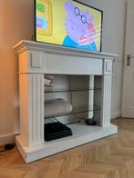 Witte TV Kast met Open Vakken, Ophalen, Gebruikt, Vrijstaande haard, Overige soorten
