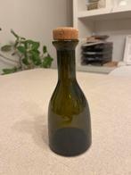 Groene glazen oliefles met kurk dille kamille, Ophalen of Verzenden, Gebruikt