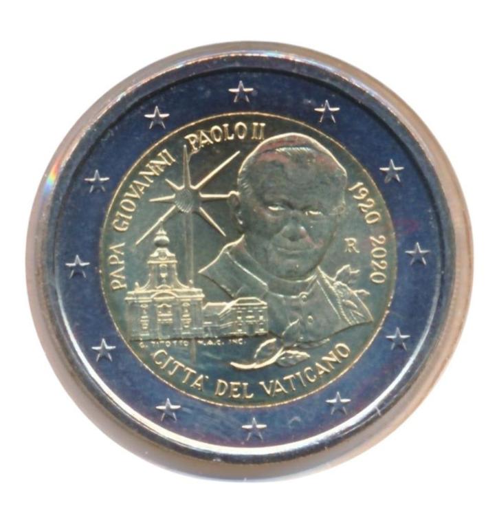 Vaticaanstad 2 Euro 2020 100e geboortedag Paus Johannes Paul, Postzegels en Munten, Munten | Europa | Euromunten, Losse munt, 2 euro