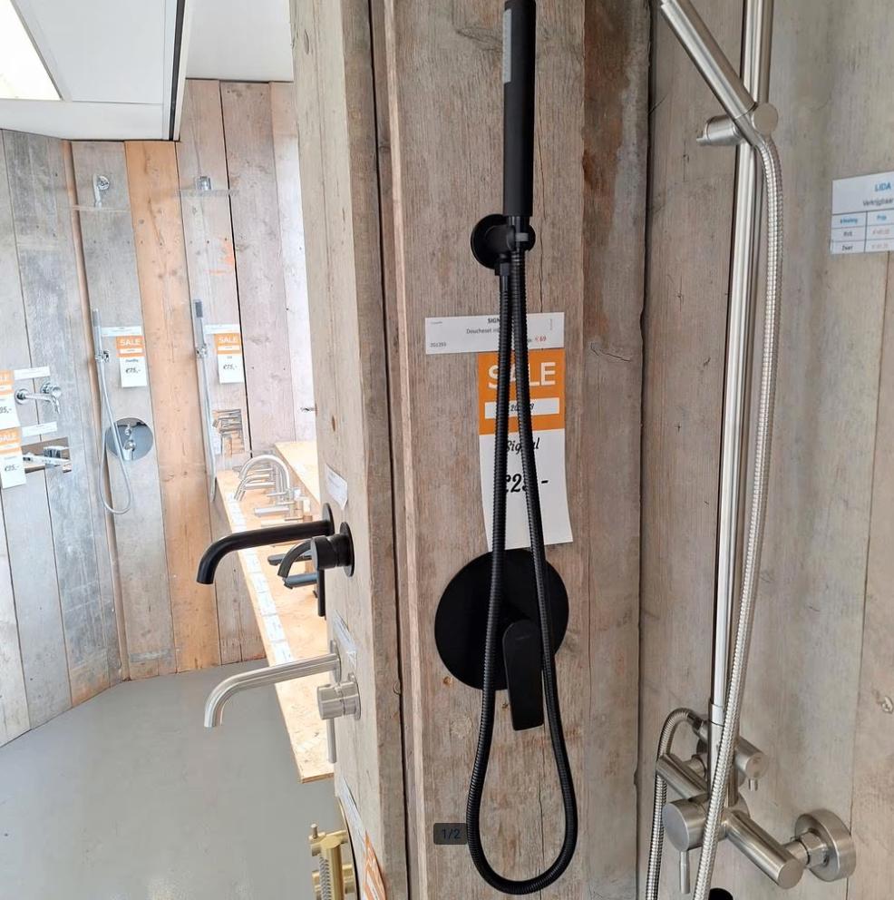 Signal mat zwart doucheset inbouw met handdouche