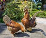 Haan en Hen / brons / tuinbeelden / kippen, Dierenbeeld, Nieuw, Info@huisentuindecoratiemarie.nl, Huis en tuin decoratie marie