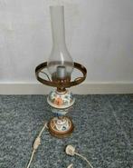 Lamp,tafellamp,glas,kelk,motief,petroleum,elektrisch,1960, Ophalen of Verzenden