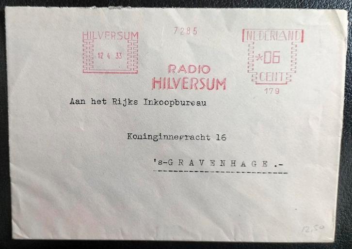 Rood Frankering Radio Hilversum 1933 Seintoestellen Zeldzaa, Postzegels en Munten, Brieven en Enveloppen | Nederland, Envelop