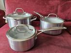 Greenpan pannenset 2 x steelpan 1 grote pan. Green Pan, Huis en Inrichting, Keuken | Potten en Pannen, Ophalen, Gebruikt, Rvs