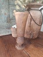 Leuke brocante vaas a kandelaar hout, Antiek en Kunst, Ophalen of Verzenden